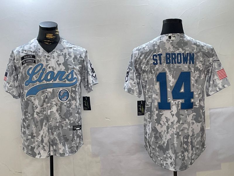 Men Detroit Lions #14 St Brown Nike Arctic Camo 2024 Salute to Service Limited NFL Jersey style 2->detroit lions->NFL Jersey